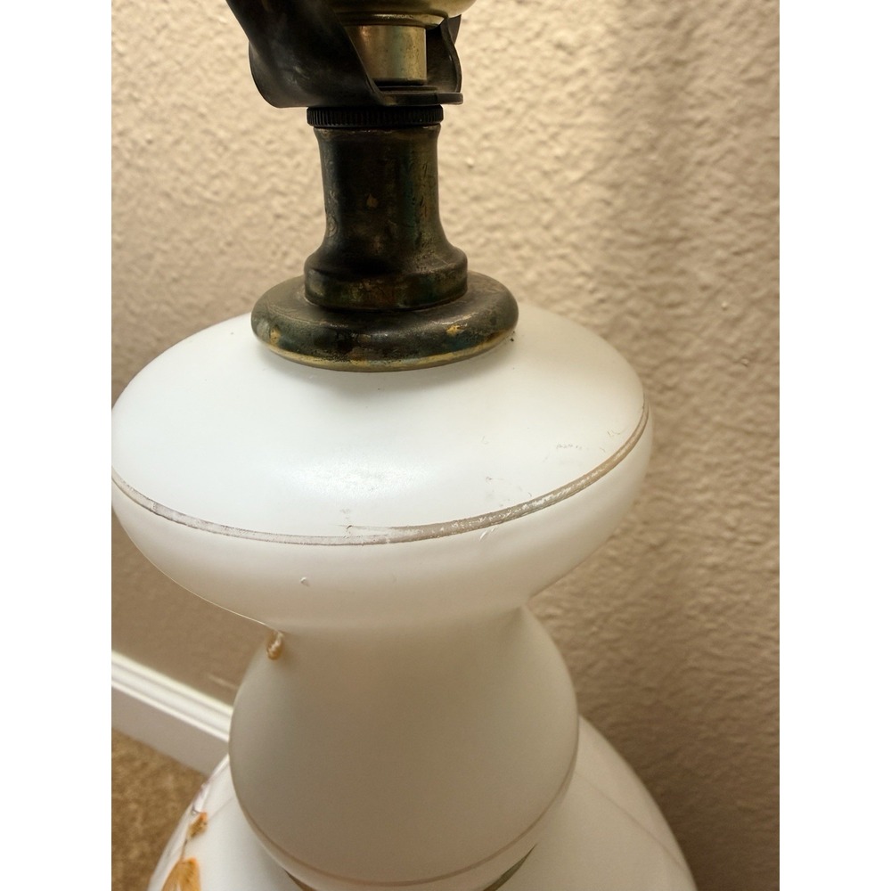 Vtg White Satin Lamp Made in Western Germany, Poseidon Fish Base On Marble 29" - Picture 15 of 16